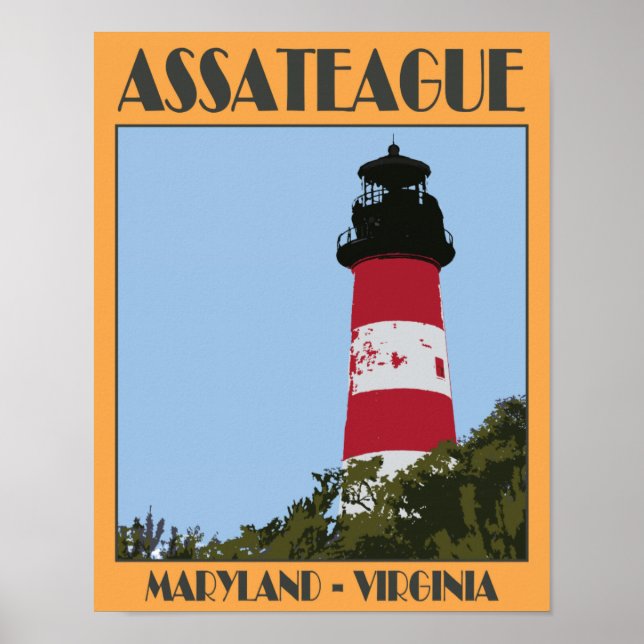 Póster Afiche de viaje de la isla de Assateague 4 (Frente)
