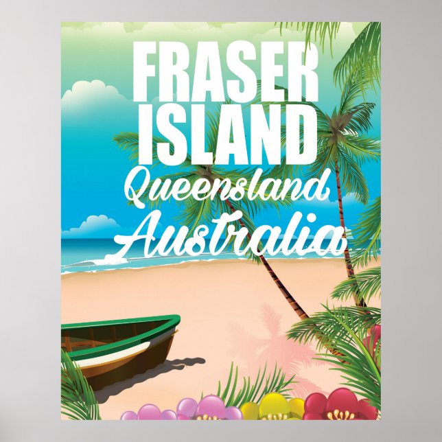 Póster Afiche de viaje de la isla de Fraser de Queensland (Frente)
