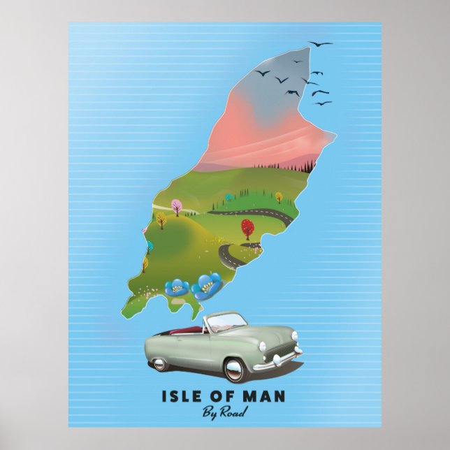 Póster Afiche de viaje de la Isla de Man (Frente)
