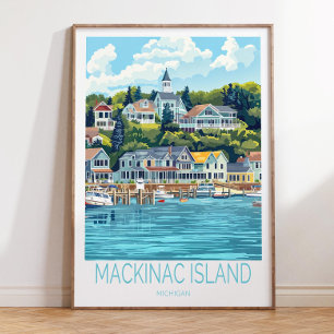 Póster Afiche de viaje de la isla Mackinac Michigan, Mack