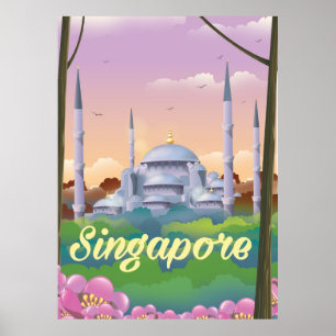 Póster Afiche de viaje de la mezquita de Singapur