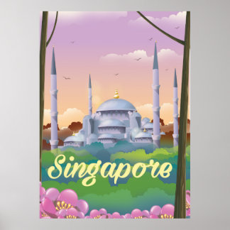 Póster Afiche de viaje de la mezquita de Singapur