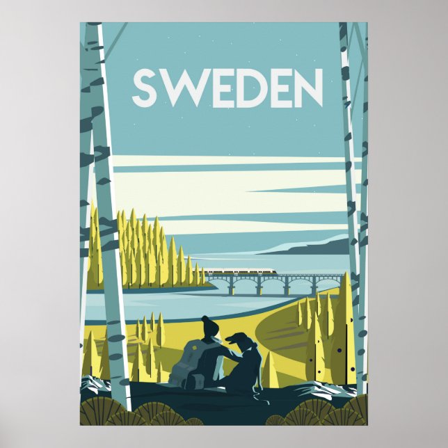 Póster Afiche de viaje de la naturaleza forestal de Sueci (Frente)