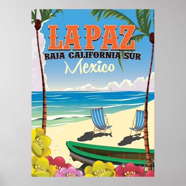 Póster Afiche de viaje de La Paz Baja California Sur Méxi (Frente)