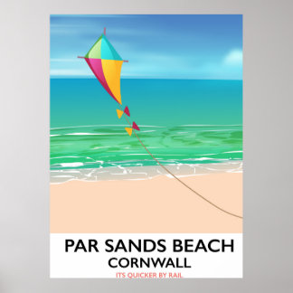 Póster Afiche de viaje de la playa de Par Sands Beach Cor