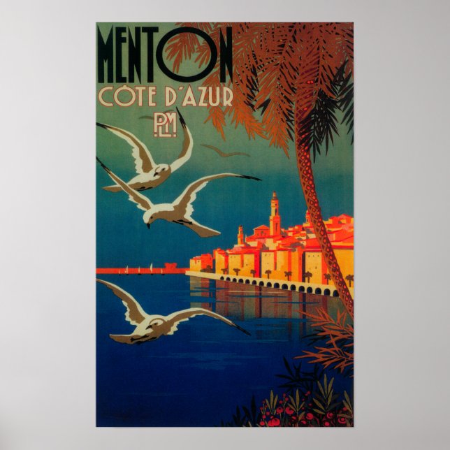 Póster Afiche de viaje de la Riviera Francesa # 1 (Frente)