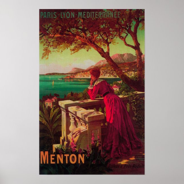 Póster Afiche de viaje de la Riviera Francesa # 2 (Frente)