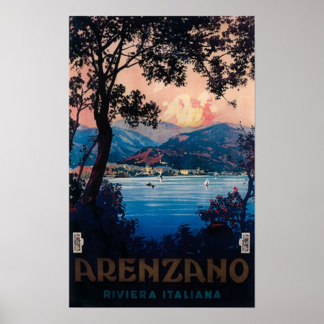 Póster Afiche de viaje de la Riviera italiana (Frente)