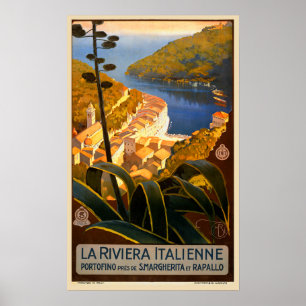 Póster Afiche de viaje de la Riviera Italiana Europa Ital