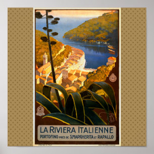 Póster Afiche de viaje de la Riviera Italiana Europa Ital
