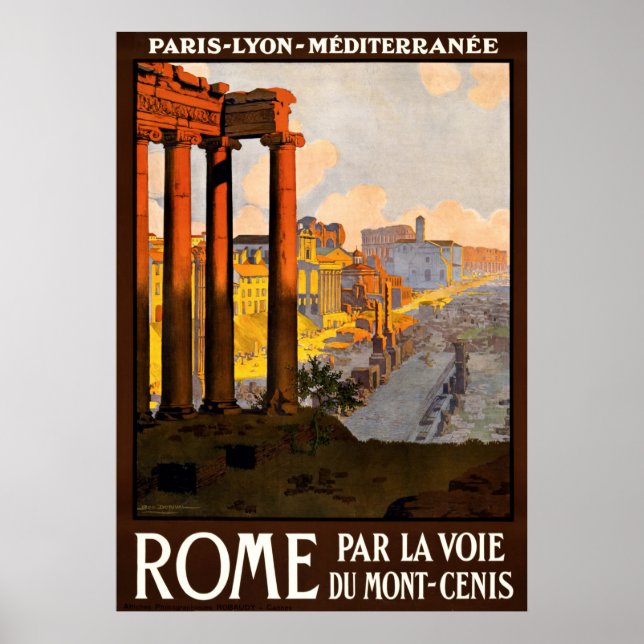 Póster Afiche de viaje de la Roma Vieja en Italia (Frente)