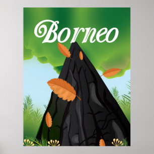 Póster Afiche de viaje de la selva tropical de Borneo