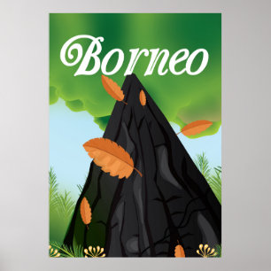 Póster Afiche de viaje de la selva tropical de Borneo
