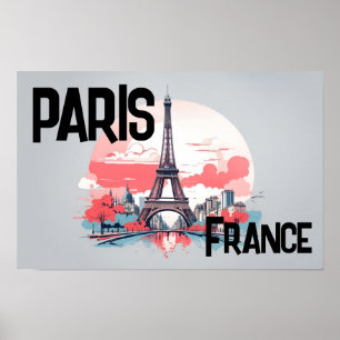 Póster Afiche de viaje de la Torre Eiffel de París