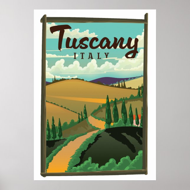 Póster Afiche de viaje de la Toscana Italia (Frente)