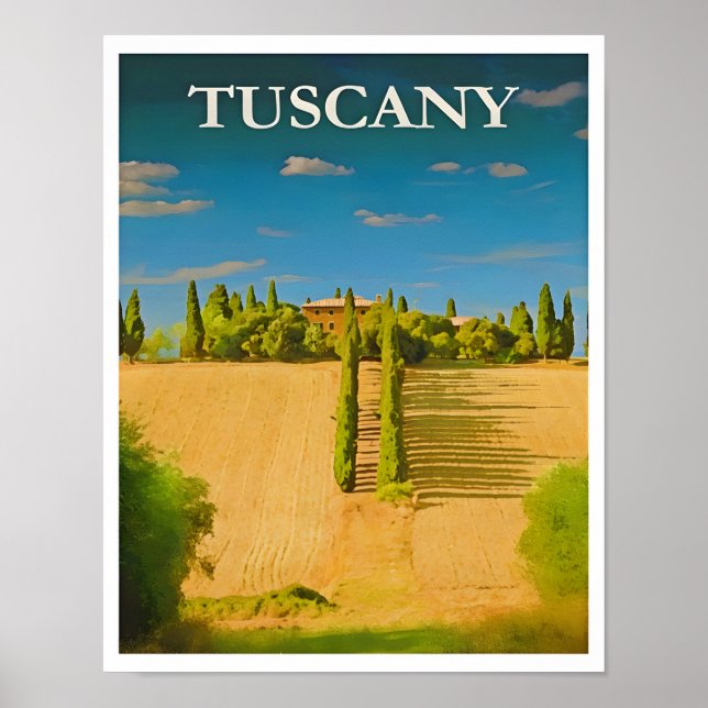 Póster Afiche de viaje de la Toscana-Italia (Frente)