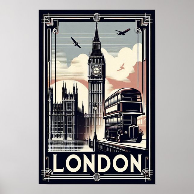 Póster Afiche de viaje de la vieja Inglaterra de Londres (Frente)