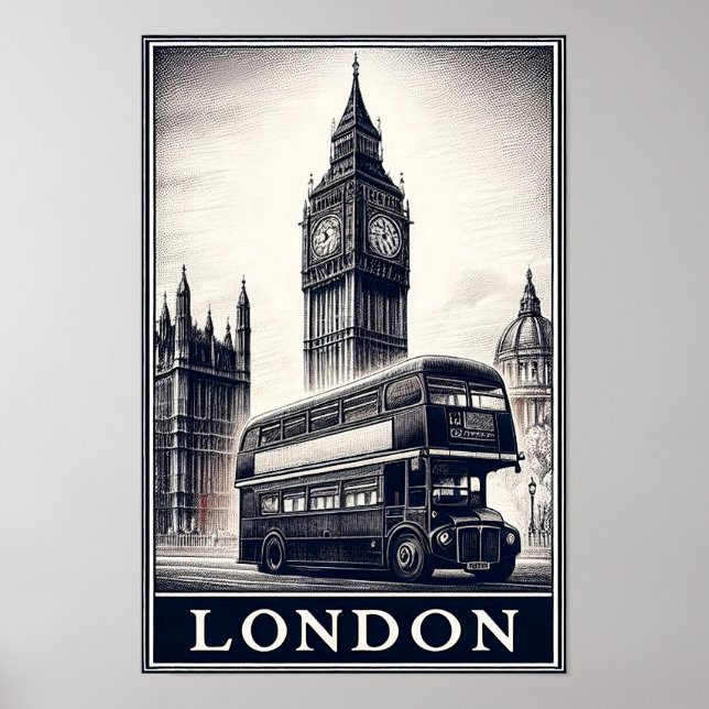 Póster Afiche de viaje de la vieja Inglaterra de Londres (Frente)