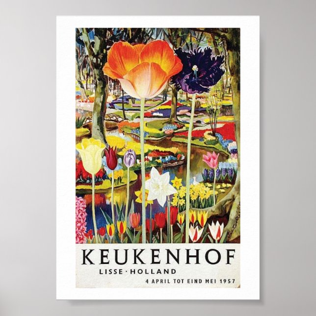 Póster Afiche de Viaje de la Vieja Keukenhof en Holanda (Frente)