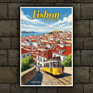 Póster Afiche de viaje de la Vieja Lisboa de los años 60 