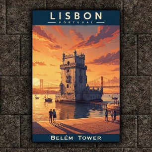 Póster Afiche de viaje de la Vieja Lisboa de los años 60 