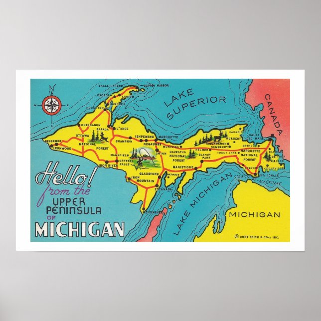 Póster Afiche de viaje de la Vieja Península Superior de  (Frente)