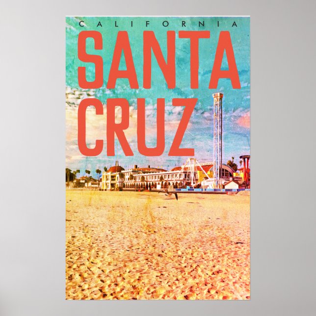 Póster Afiche de viaje de la vieja Santa Cruz (Frente)