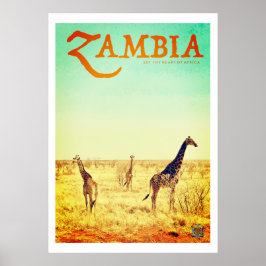 Póster Afiche de viaje de la vieja Zambia