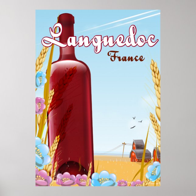 Póster Afiche de viaje de Languedoc Francia (Frente)