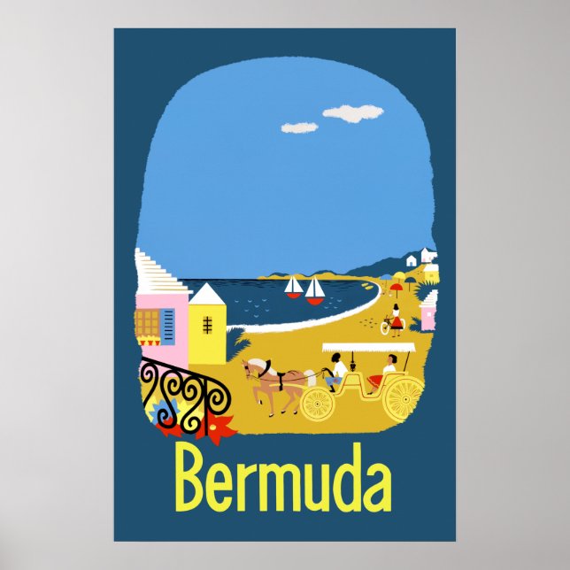 Póster Afiche de viaje de las Bermudas (Frente)