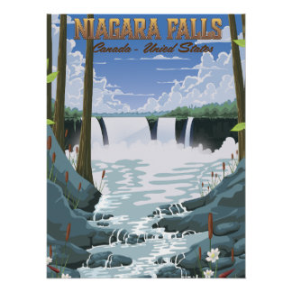 Póster Afiche de viaje de las cataratas del Niágara