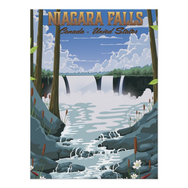 Póster Afiche de viaje de las cataratas del Niágara (Anverso)