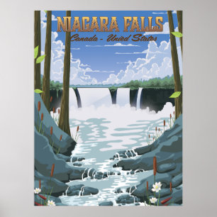 Póster Afiche de viaje de las cataratas del Niágara