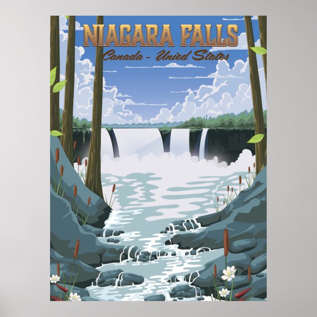 Póster Afiche de viaje de las cataratas del Niágara (Frente)