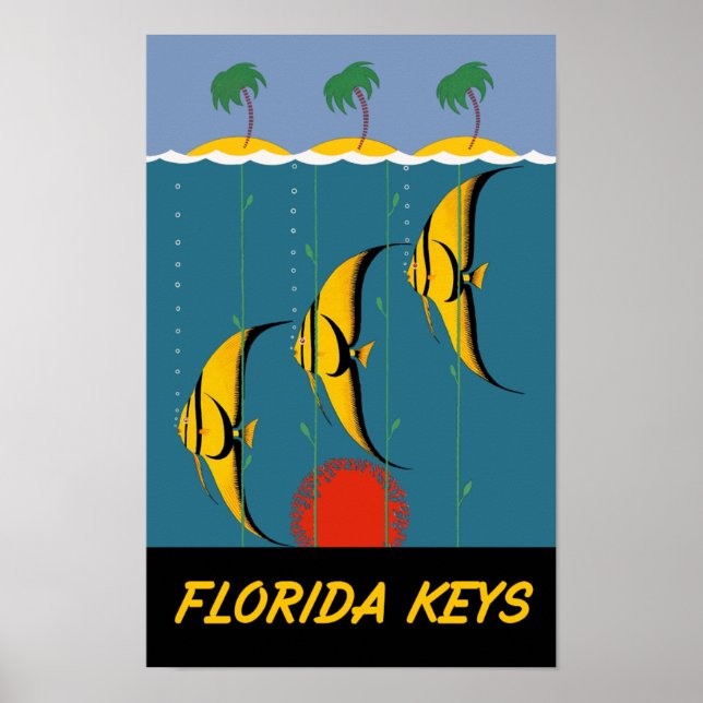 Póster Afiche de viaje de las Cayas de Florida (Frente)