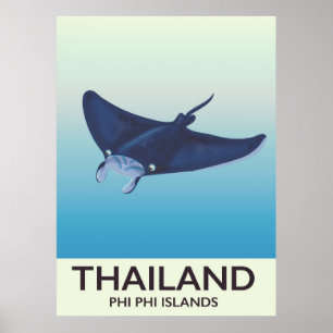 Póster Afiche de viaje de las islas Phi Phi de Tailandia
