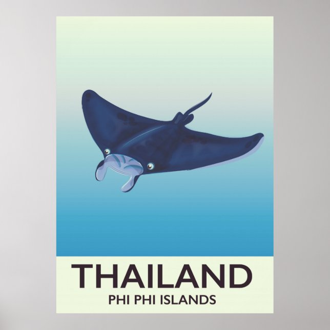 Póster Afiche de viaje de las islas Phi Phi de Tailandia (Frente)