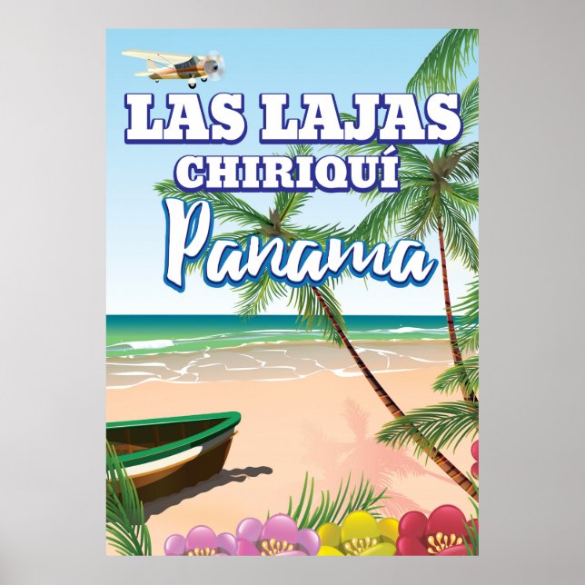 Póster Afiche de viaje de las Lajas, Chiriquí Panamá Beac (Frente)