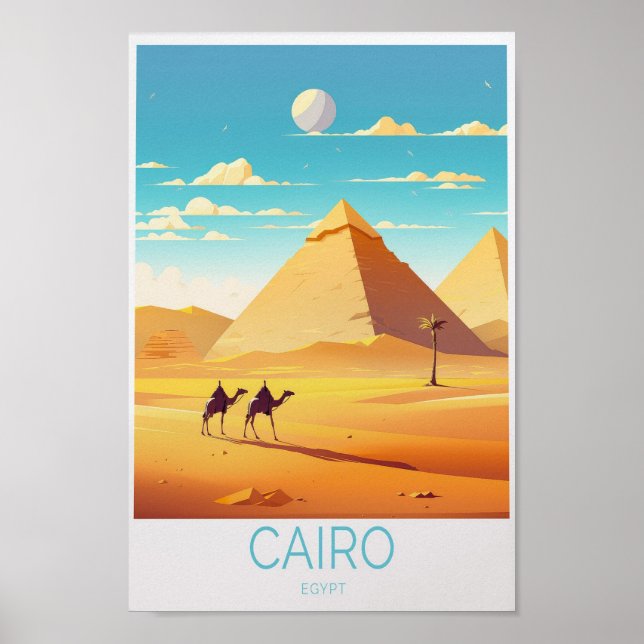 Póster Afiche de viaje de las pirámides de Egipto en El C (Frente)