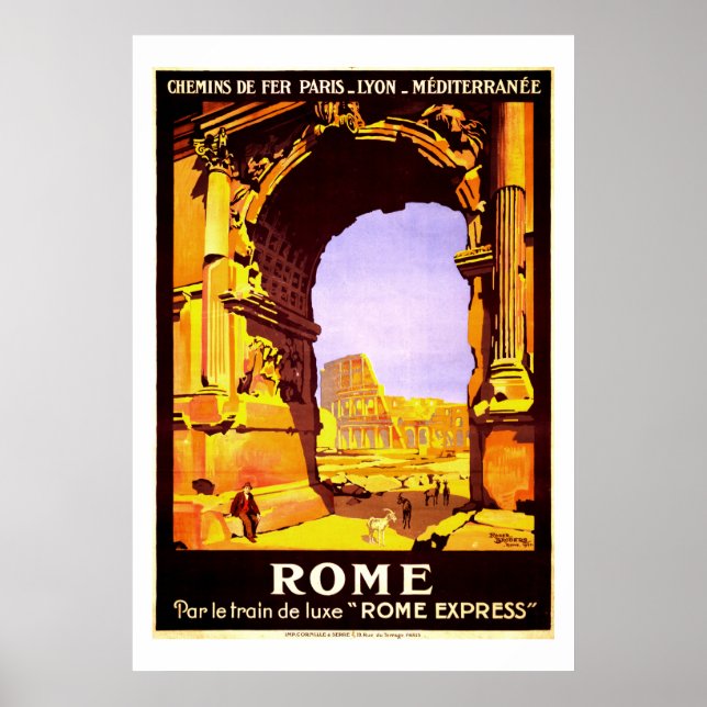 Póster Afiche de viaje de las ruinas antiguas de Roma Ita (Frente)