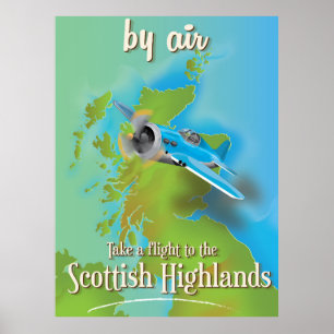 Póster Afiche de viaje de las tierras altas de Escocia
