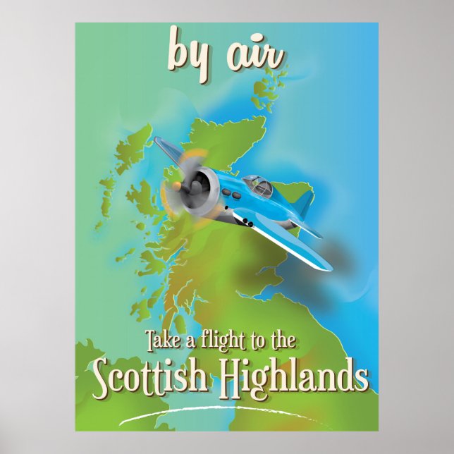 Póster Afiche de viaje de las tierras altas de Escocia (Frente)