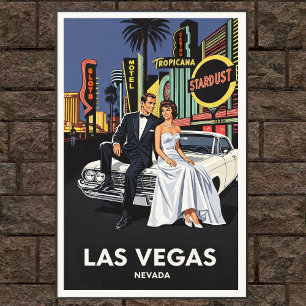 Póster Afiche de viaje de Las Vegas de los años 60