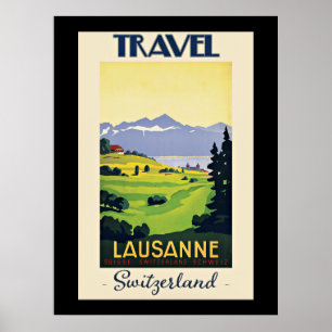 Póster Afiche de viaje de Lausana, Suiza