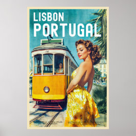 Póster Afiche de viaje de Lisboa de estilo vintage