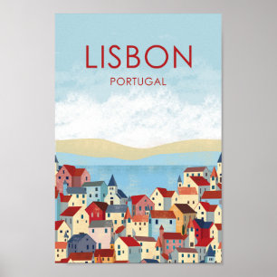 Póster Afiche de viaje de Lisboa Portugal