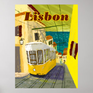 Póster Afiche de viaje de Lisboa y Portugal