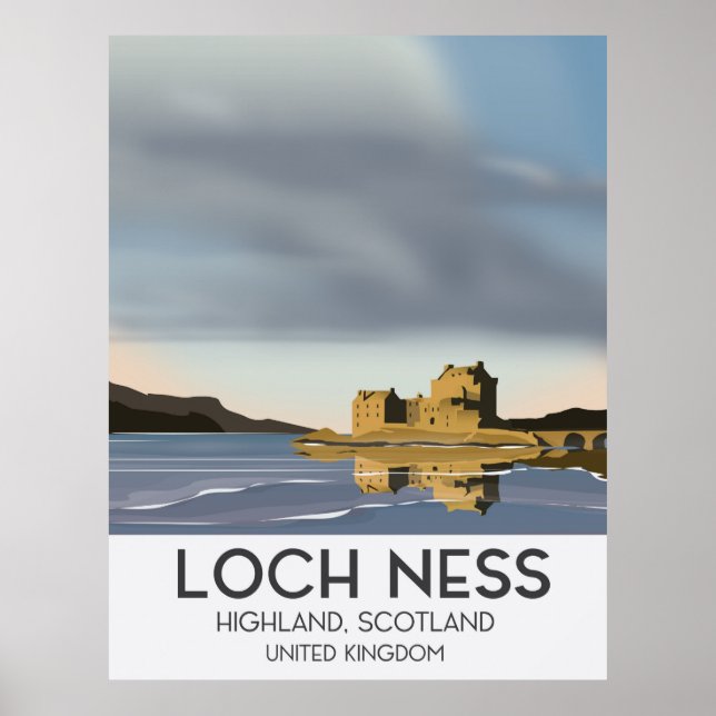 Póster Afiche de viaje de Loch Ness, Highlands, Escocia (Frente)