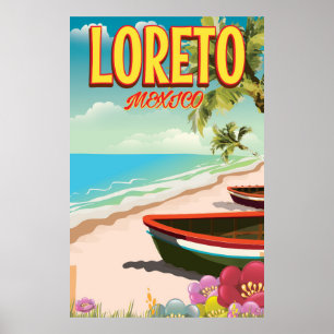 Póster Afiche de viaje de Loreto México