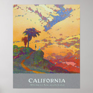 Póster Afiche de Viaje de los Estados Unidos de Californi